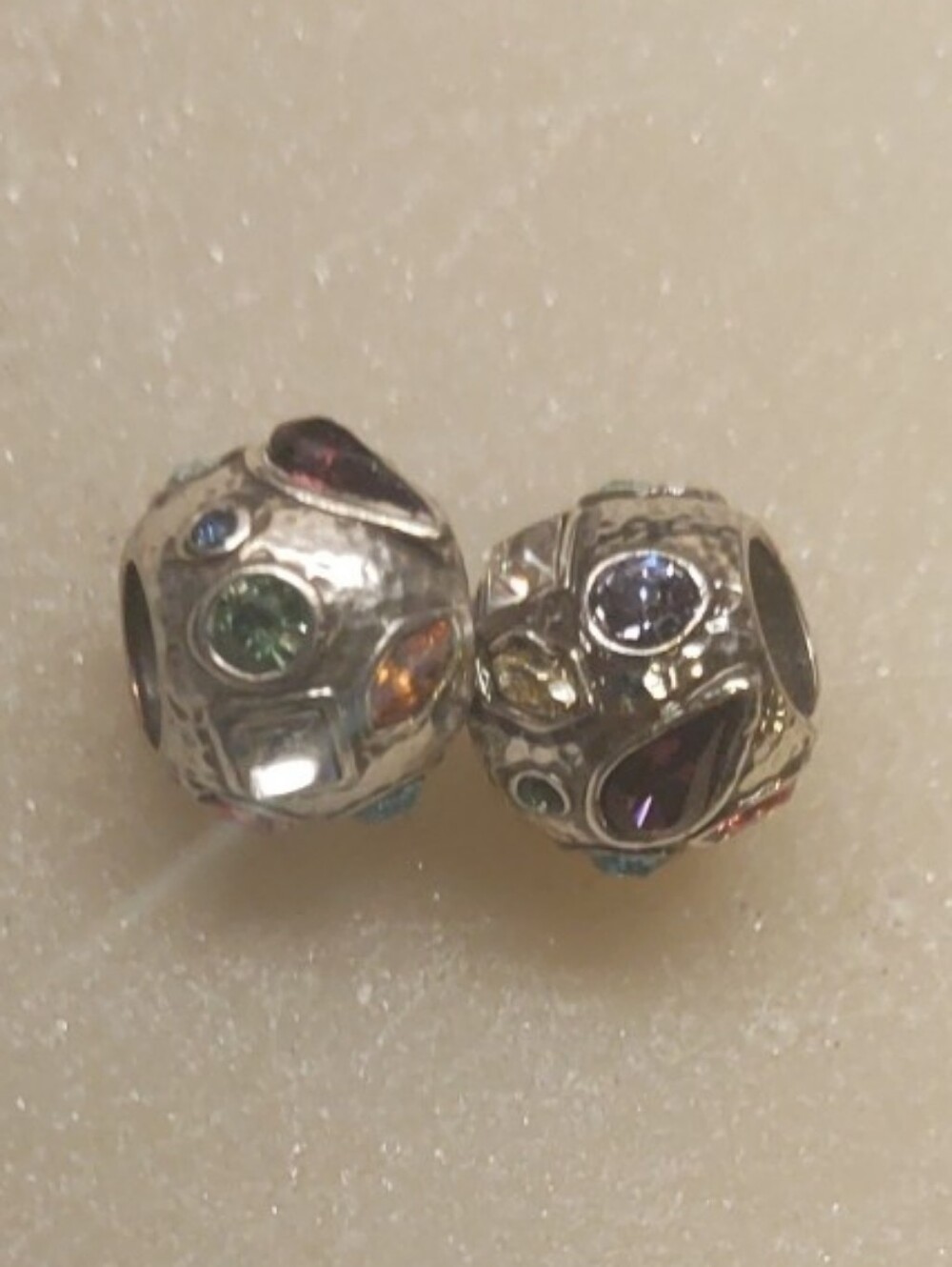 Brighton Set Of Two Bejeweled Multi Color Crystal And Silver Beads